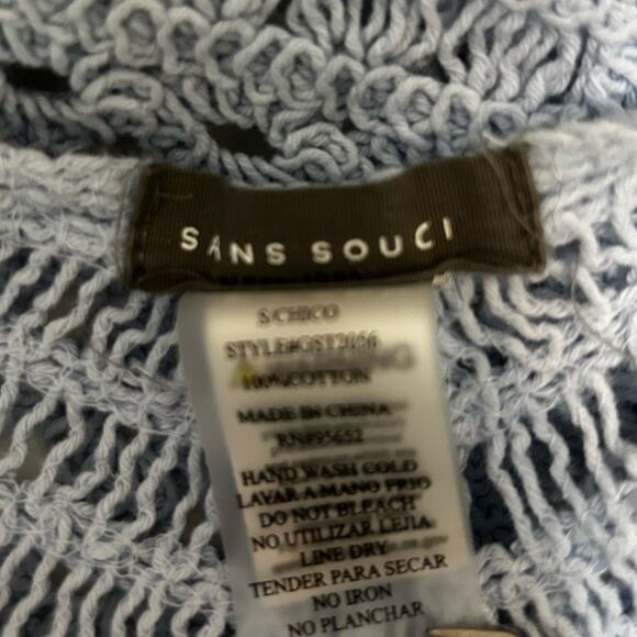 Y2K Sans Souci Women‎ Crop Crochet Knit Top S Festival Cottagecore Boho Beachy - Picture 2 of 9